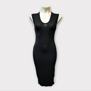 T by Alexander Wang Black Sleeveless Scoop Neck Midi Dress